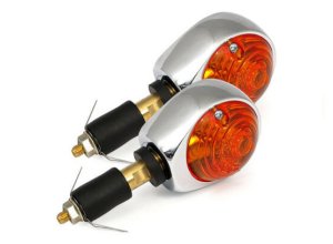 Chrome Bar End Indicators (PAIR) for 1 inch or 7/8 inch Handlebars [940912]