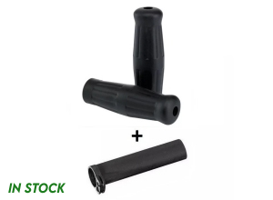 Black Rubber Vintage Grips With Throttle Tube [M098]