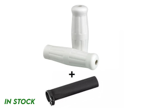 White Rubber Vintage Grips With Throttle Tube [M103]