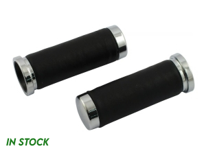 1 inch (25.4mm) Black & Chrome Leather-Look Grips [M130913]